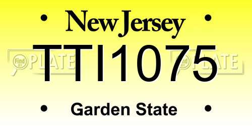 TTI1075 New Jersey License Plate