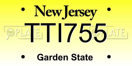 TTI755 New Jersey License Plate