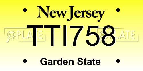 TTI758 New Jersey License Plate