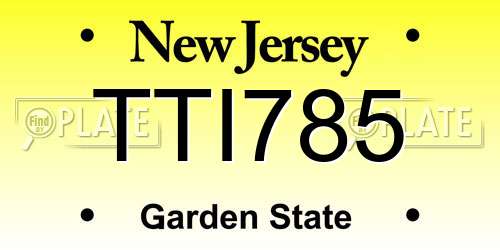 TTI785 New Jersey License Plate