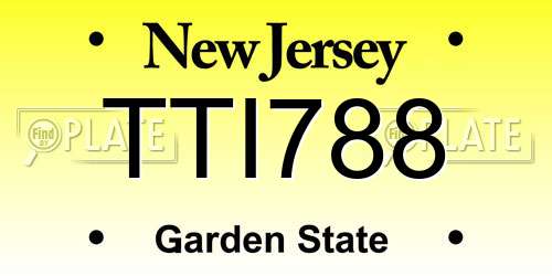 TTI788 New Jersey License Plate