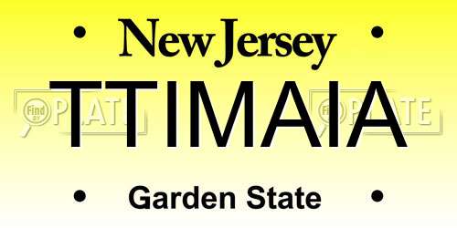 TTIMAIA New Jersey License Plate