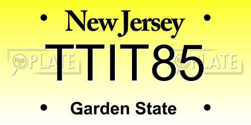 TTIT85 New Jersey License Plate