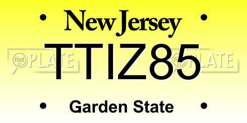 TTIZ85 New Jersey License Plate
