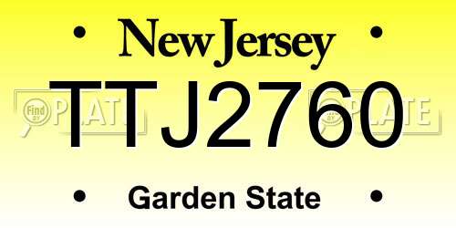 TTJ2760 New Jersey License Plate