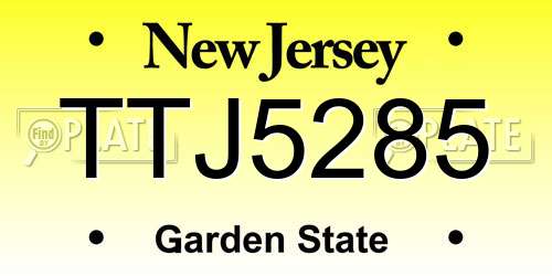 TTJ5285 New Jersey License Plate