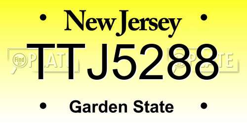 TTJ5288 New Jersey License Plate