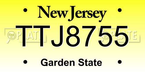 TTJ8755 New Jersey License Plate