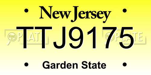 TTJ9175 New Jersey License Plate