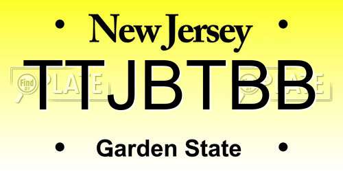 TTJBTBB New Jersey License Plate