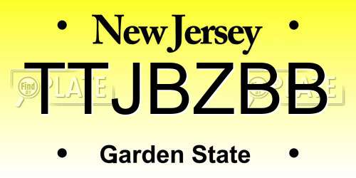 TTJBZBB New Jersey License Plate