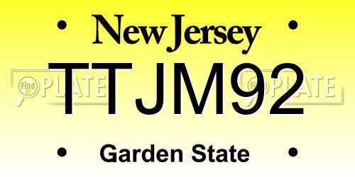 TTJM92 New Jersey License Plate