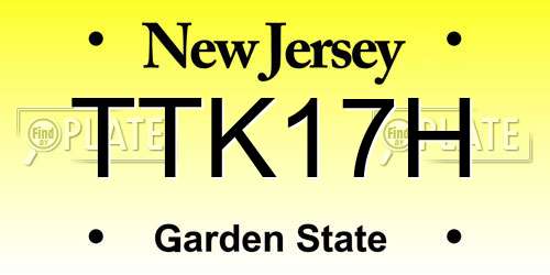 TTK17H New Jersey License Plate