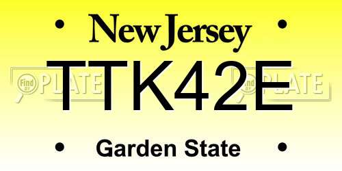 TTK42E New Jersey License Plate