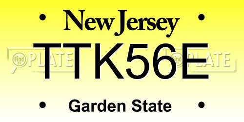 TTK56E New Jersey License Plate