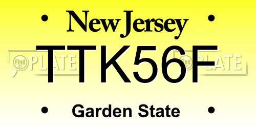 TTK56F New Jersey License Plate