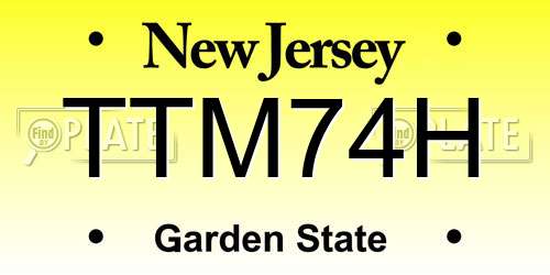 TTM74H New Jersey License Plate