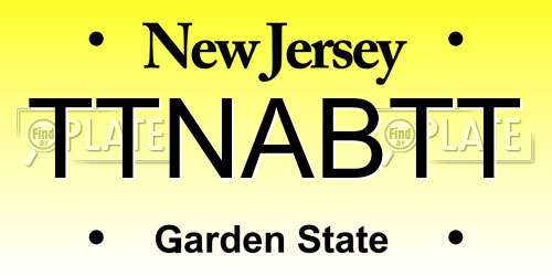 TTNABTT New Jersey License Plate