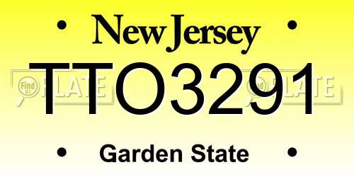 TTO3291 New Jersey License Plate