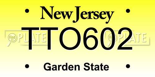 TTO602 New Jersey License Plate