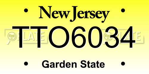 TTO6034 New Jersey License Plate
