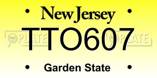 TTO607 New Jersey License Plate
