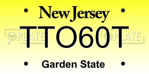 TTO60T New Jersey License Plate