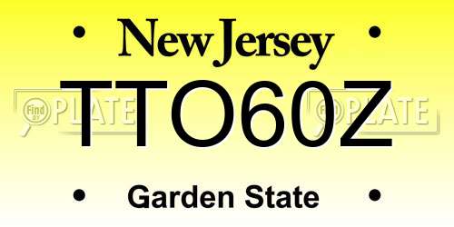 TTO60Z New Jersey License Plate
