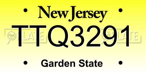 TTQ3291 New Jersey License Plate