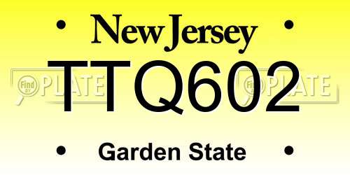 TTQ602 New Jersey License Plate