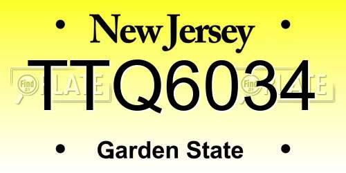 TTQ6034 New Jersey License Plate