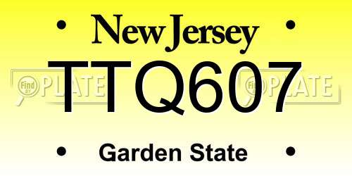 TTQ607 New Jersey License Plate