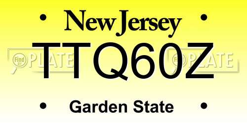 TTQ60Z New Jersey License Plate