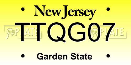 TTQG07 New Jersey License Plate