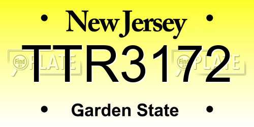 TTR3172 New Jersey License Plate