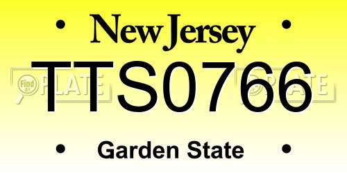 TTS0766 New Jersey License Plate