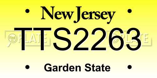 TTS2263 New Jersey License Plate