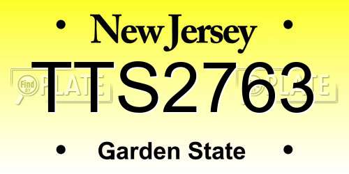 TTS2763 New Jersey License Plate
