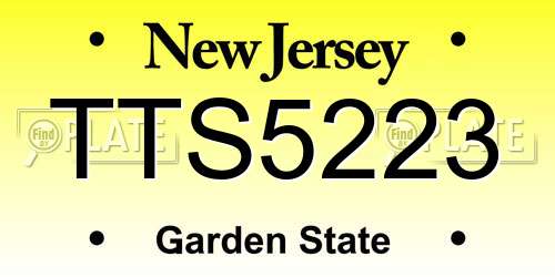 TTS5223 New Jersey License Plate