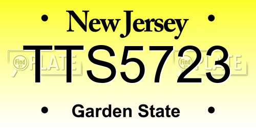 TTS5723 New Jersey License Plate