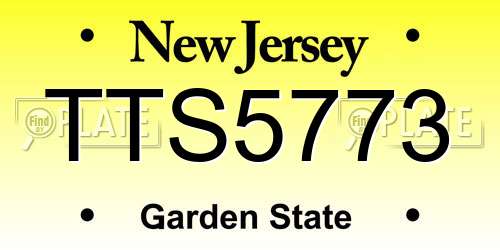 TTS5773 New Jersey License Plate