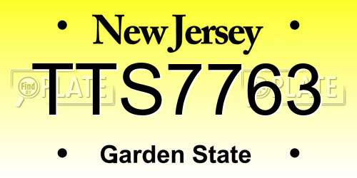 TTS7763 New Jersey License Plate