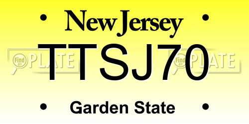 TTSJ70 New Jersey License Plate