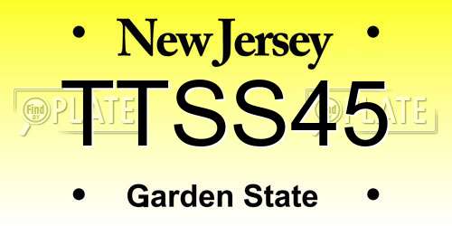 TTSS45 New Jersey License Plate
