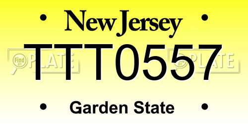 TTT0557 New Jersey License Plate