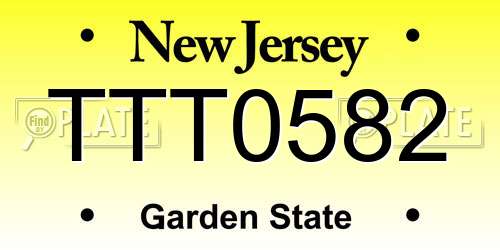 TTT0582 New Jersey License Plate