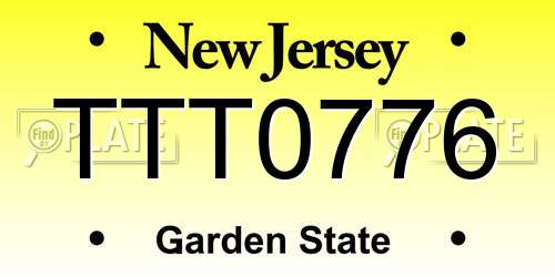 TTT0776 New Jersey License Plate