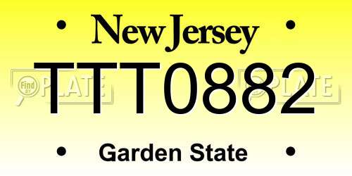 TTT0882 New Jersey License Plate