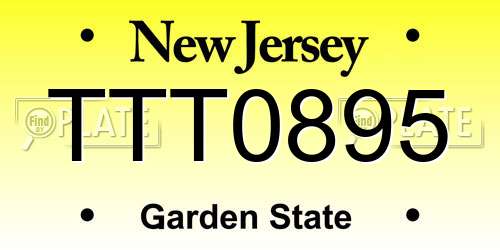 TTT0895 New Jersey License Plate
