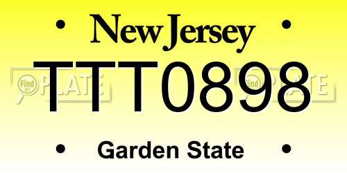 TTT0898 New Jersey License Plate